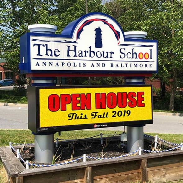 The Harbour School Monument sign with digital face