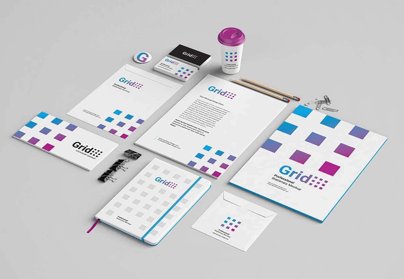 business cards, letterhead, stationary, envelopes, journals, mailers, buttons, stickers and more branded printed products