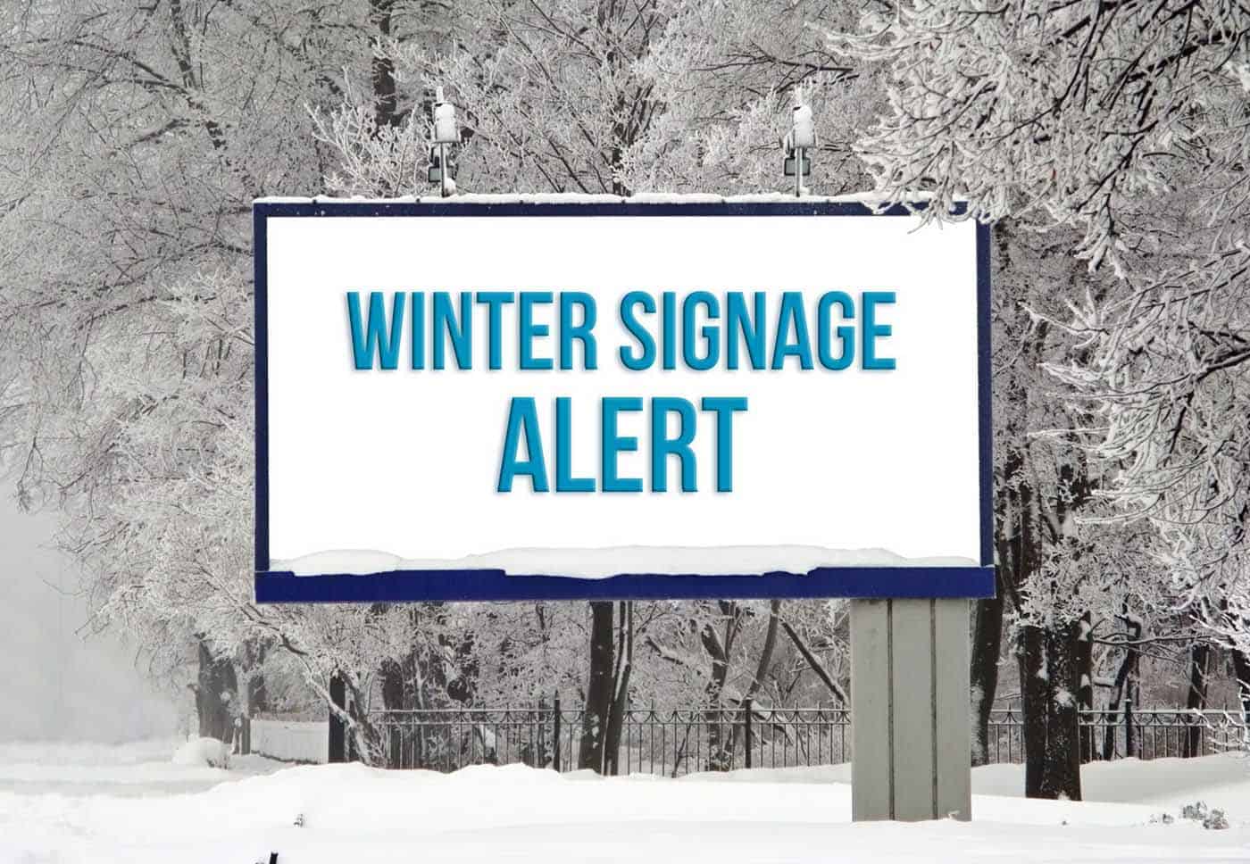 billboard sign in winter snow