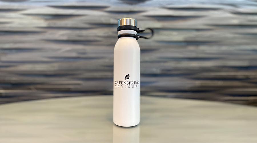 branded white Thermus water bottle
