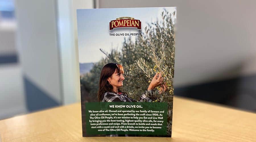 printed brochure for Pompeian olive oil company