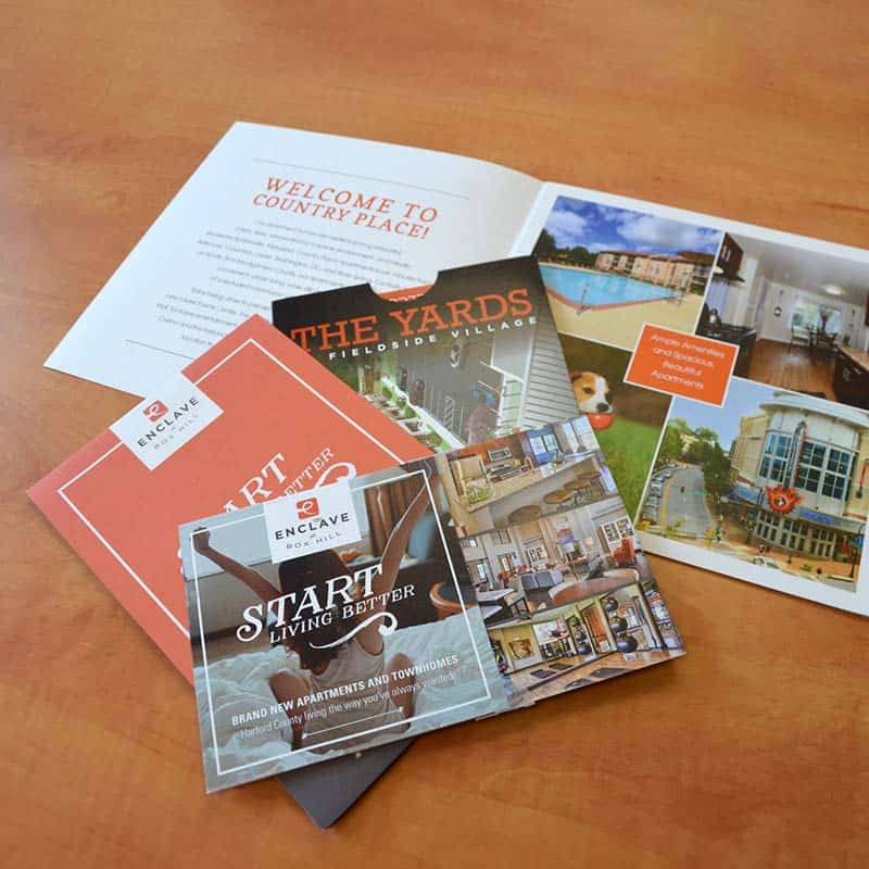 printed brochures and marketing materials