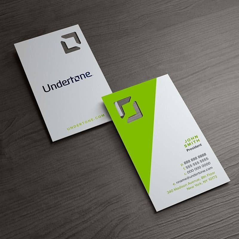 die-cut business card with unique logo