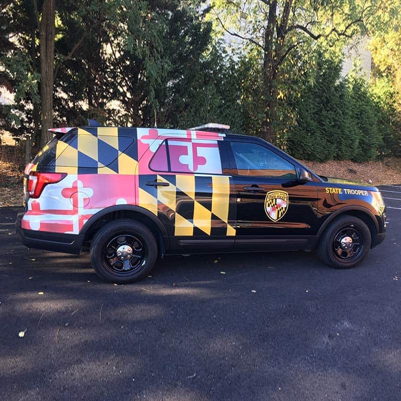 vehicle wrap for a police car