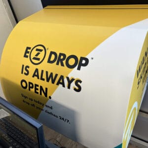 Branded vinyl wrap made for a Zips Drycleaners drop-off shoot