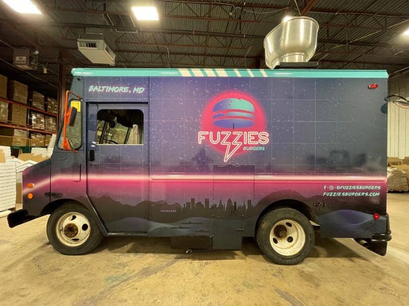 Fuzzies Burgers Foodtruck vehicle wrap design