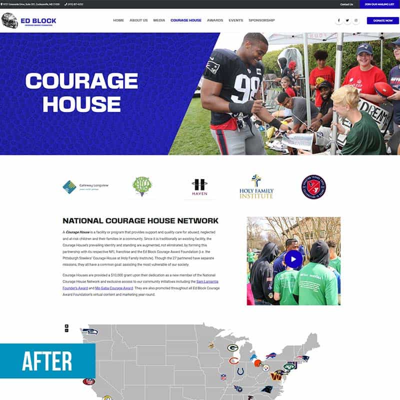Ed Block Courage Award Foundation website design