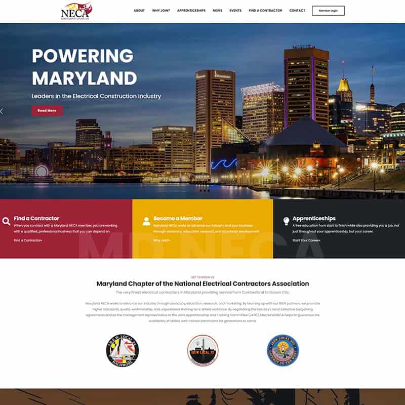 NECA Maryland Chapter website design