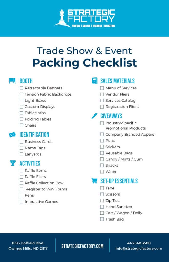 Event and trade show packing checklist