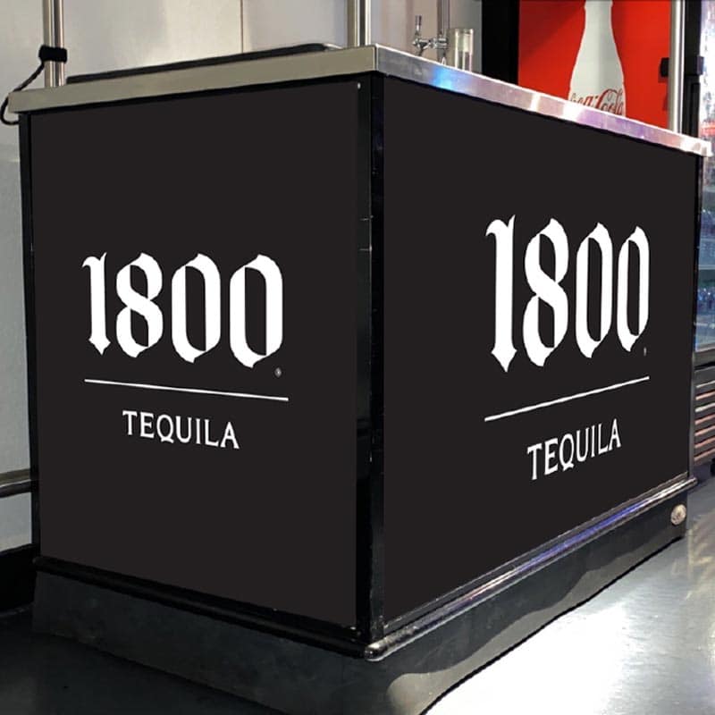 Custom 1800 Tequila vendor cart wrap for Monumental Sports & Entertainment