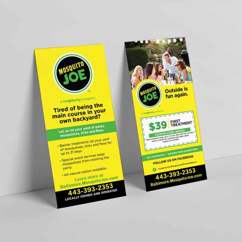 Mosquito Joe franchise branded rack cards