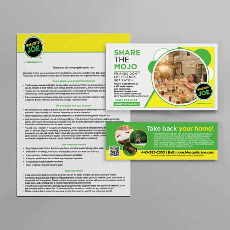 Mosquito Joe franchise branded direct mail for home services