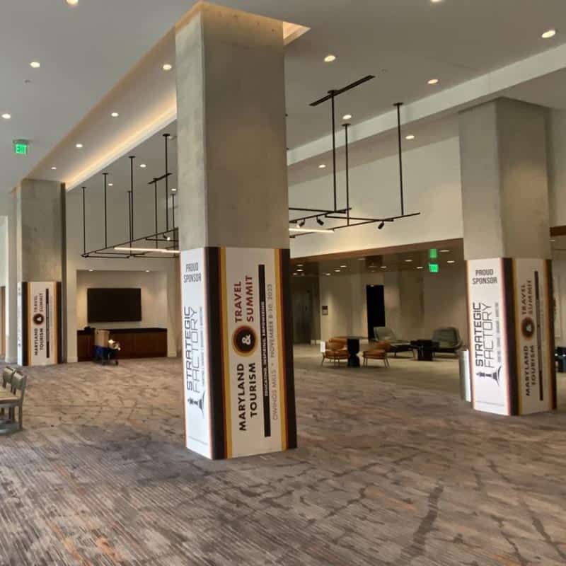 Marriott hotel event signage pole wraps