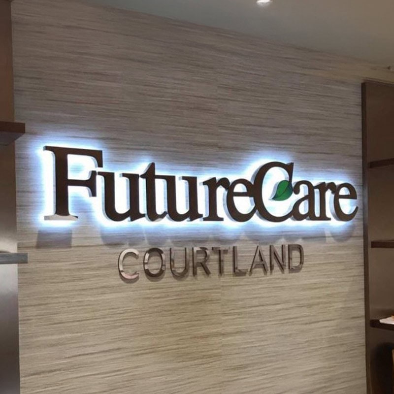 Future Care Reverse-Lit Channel Letter Sign - Strategic Factory