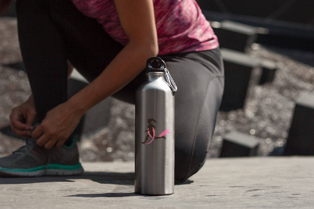 custom breast cancer awareness water bottle