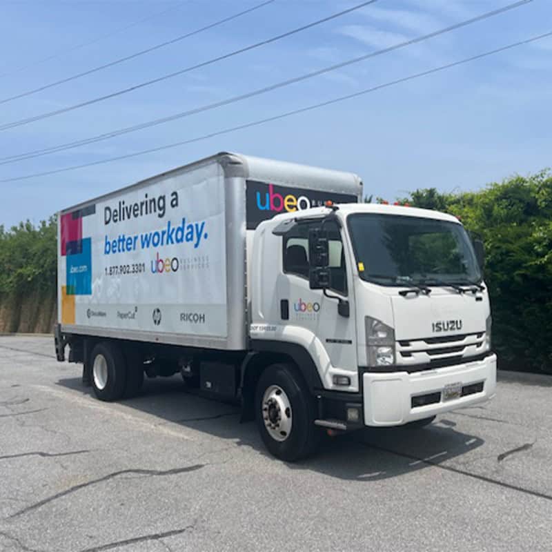 UBEO branded company box truck from the side