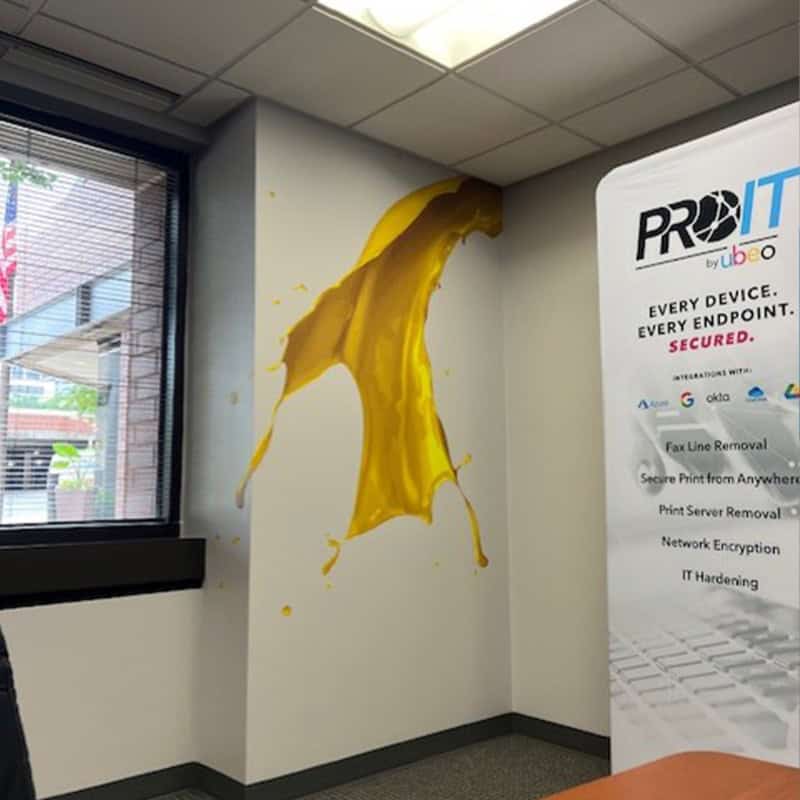 vinyl wall decal of yellow ink splash