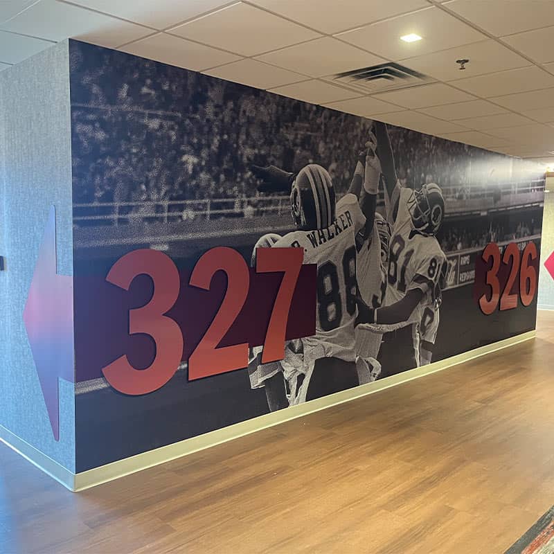 Legacy Lofts vinyl wall graphics produced by Strategic Factory