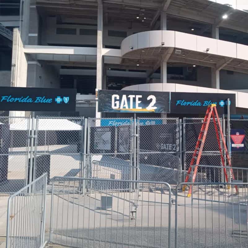 Jacksonville jaguars EverBank stadium gate signage made by strategic factory