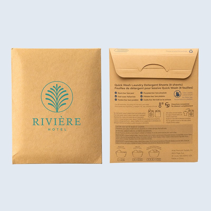 branded detergent sheets for laundry on the go
