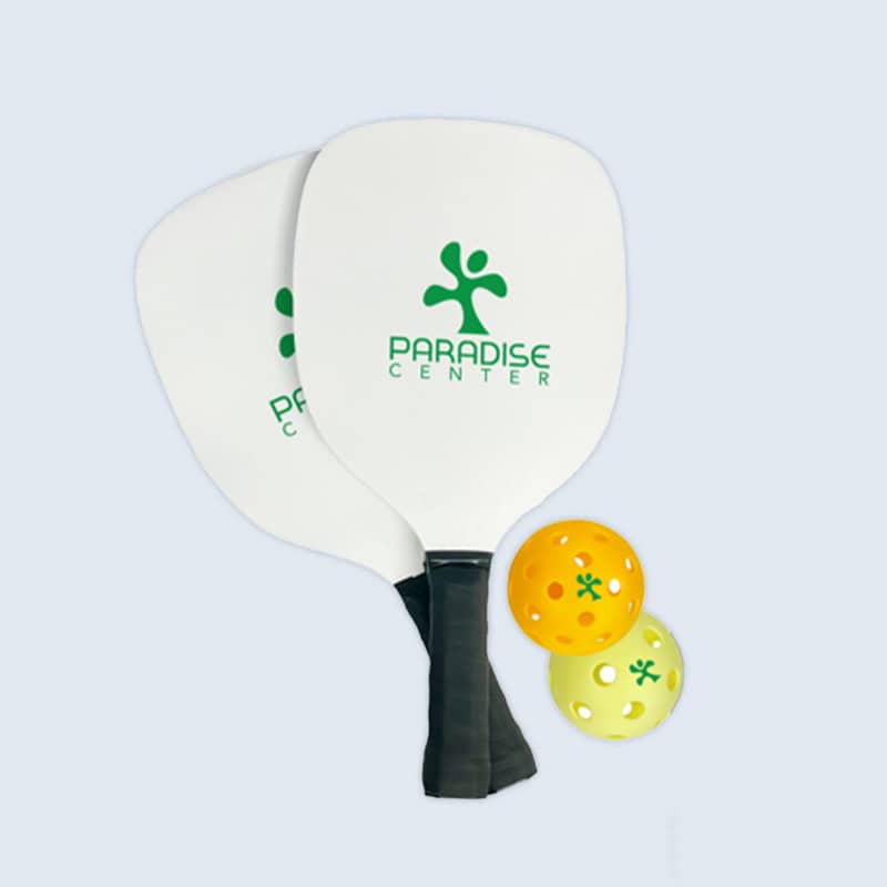 branded pickleball paddles and ball set