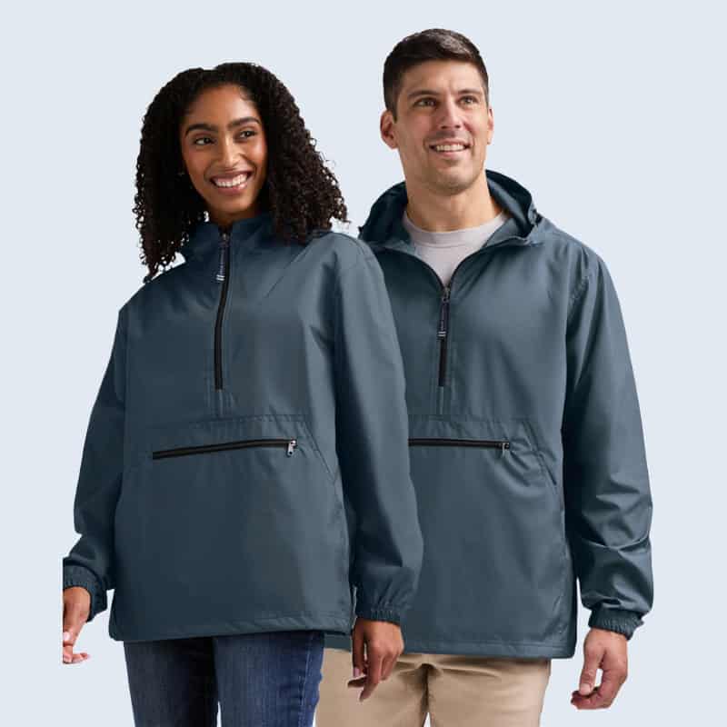branded waterproof pack-n-go pullover jacket