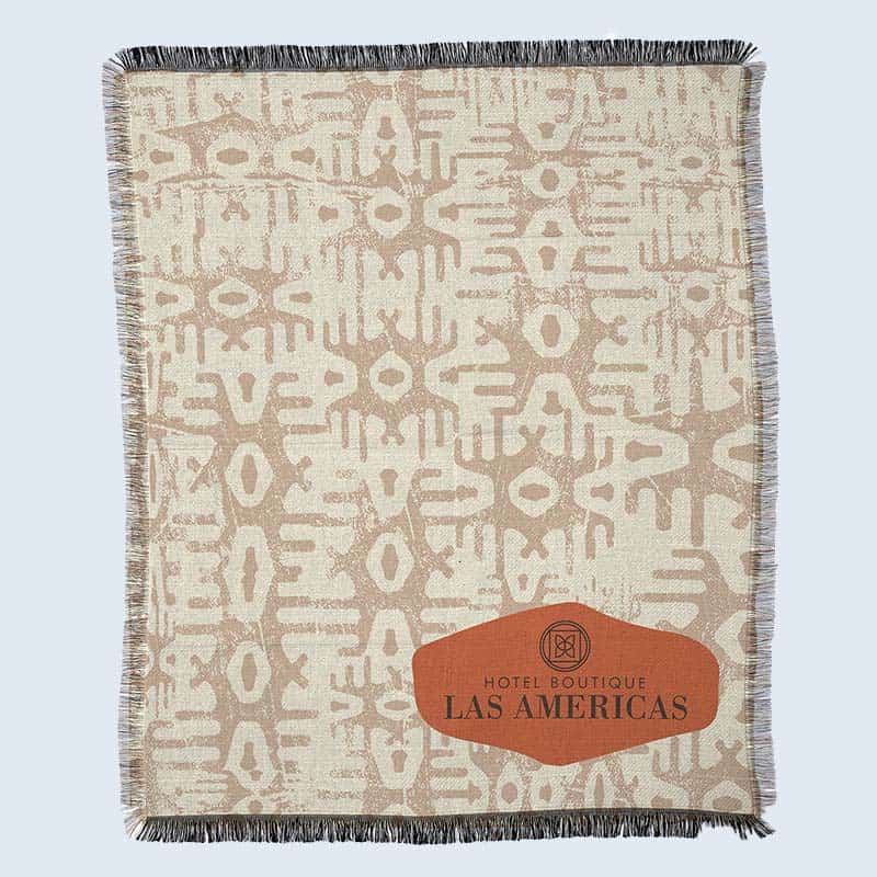 branded tapestry woven blanket