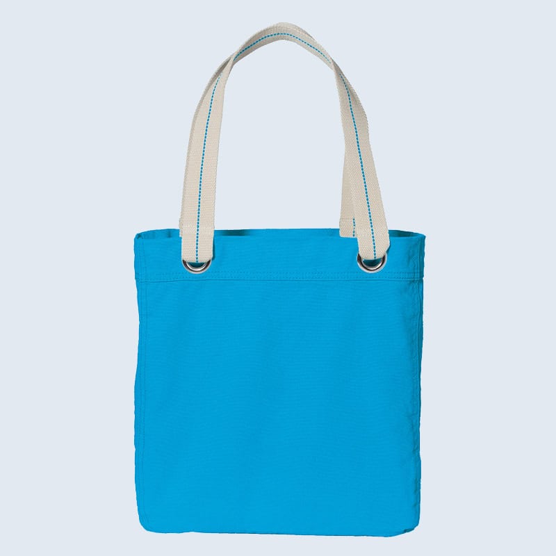 branded colorful blue tote bag