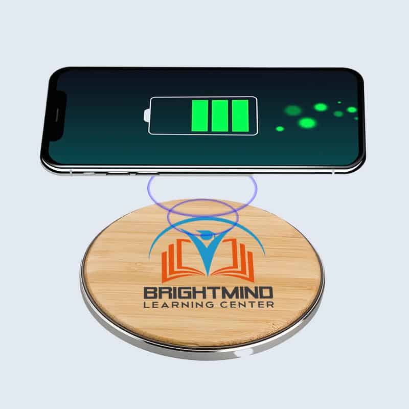 branded wireless charger with eco-friendly bamboo material
