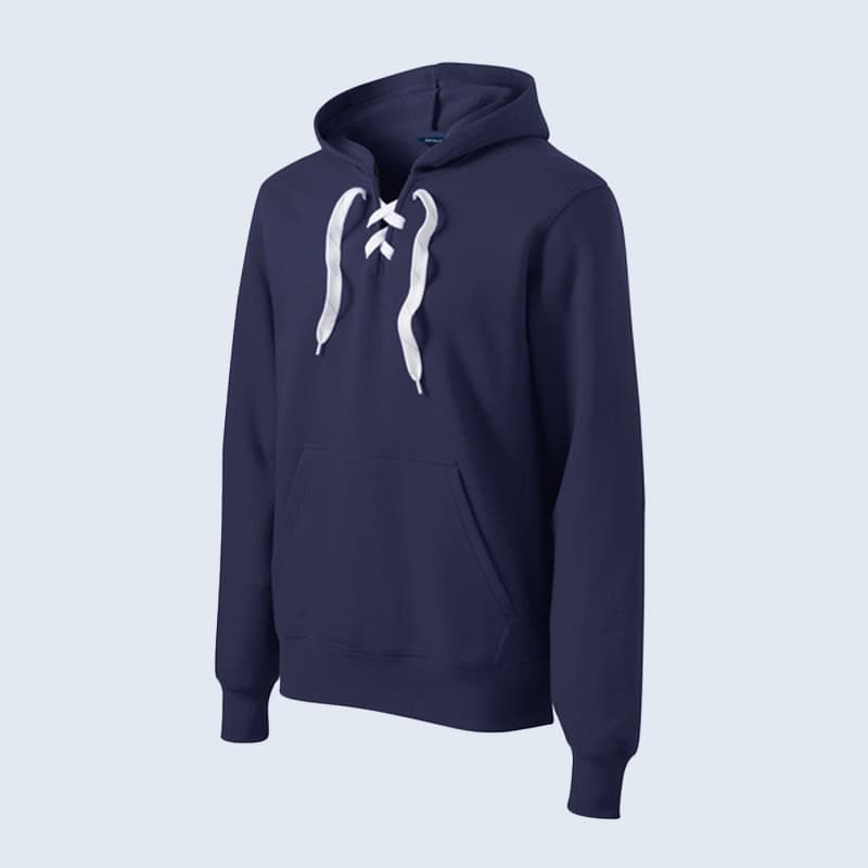 branded lace-up pullover hooded sweatshirt