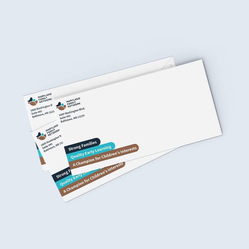 Maryland Family Network branded envelopes by Strategic Factory