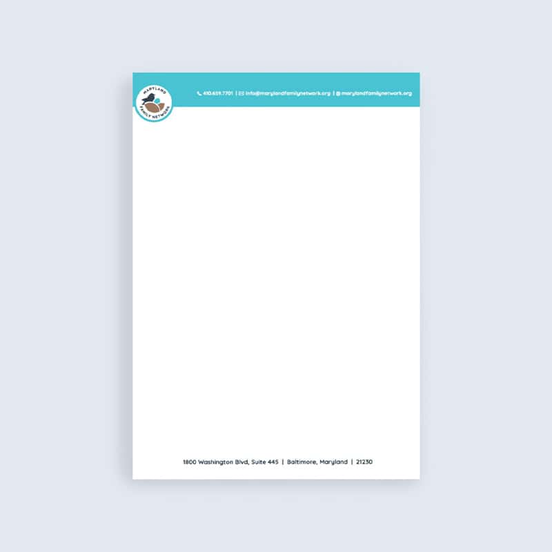 Maryland Family Network branded letterhead by Strategic Factory