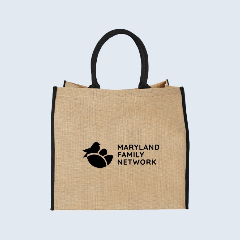 Maryland Family Network branded pocket tote bags by Strategic Factory
