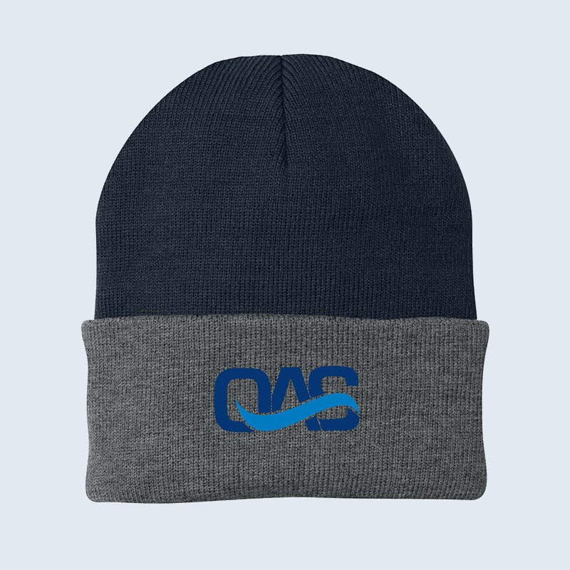 Grey and black QAS beanie